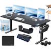 KESSER® Scrivania elettrica regolabile in altezza, Scrivania ergonomica per postura eretta, Controllo di memoria a 3 funzioni, incl. Ruote a 360° e Porta di ricarica USB, 160x70 cm - Nero