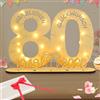 Seutgjie Decorazione per 80° compleanno, donna, uomo, regali in denaro, compleanno, 80 pezzi, in legno, con catena luminosa a LED, per uomini e donne, anniversario, decorazione da tavolo 1946-2026