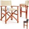Casaria® Sedia da Regista Premium Imbottita Legno di Eucalipto Certificato FSC® Pieghevole Braccioli Tessuto Lavabile Capacità di Carico fino a 160kg Giardino Esterno Crema
