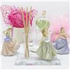 Doni Bomboniere Base in Vetro con fiala. Bomboniera profumatore Ambienti con Bacchette con statuina Principesse in 4 Varianti. Nascita, Battesimo, Primo Compleanno Bimba (10 Pezzi - Senza Incisione)