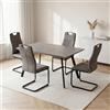JIEXI Set di 4 tavoli da pranzo moderni, 120 x 75 cm, 4 sedie galleggianti, piano rettangolare in MDF cemento polvere di cemento, stile minimalista contemporaneo per sala da pranzo e cucina