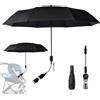Foreverup Ombrellino Parasole Passeggino, Ombrellino Passeggino Universale, Ombrellone per Passeggino, 96cm 50+ UV Ombrello Universale per Bambini e Neonati Protezione Solare (Nero)