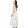 DIVINA Vestito Lungo Donna in Pizzo Sangallo con Corpetto Elasticizzato e Spalline con Ruches - VEST210 (IT, Testo, Taglia Unica, Regular, Tall, White)
