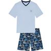 YAMAMAY - Pigiama Corto con Scollo a V, Uomo, Cotone, Azzurro
