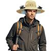 Générique Cappello solare Ventilatore Bordo largo per lavori agricoli all'aperto estate Design traspirante Confortevole -Sudorazione materiale Paglia naturale regolabile leggero