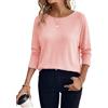 YUTILA Maglietta da donna con maniche a 3/4, girocollo, maglia a nido d'ape, tinta unita, leggera, morbida, casual, casual, per tutti i giorni e il tempo libero, Colore: rosa., S