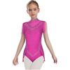 Loodgao Bambina Glitter Body Da Danza Body Con Strass Con Paillettes Gonna Frange Costume Da Balletto E Pattinaggio Scintillante Per Bambini Festa Di Natale Rosa acceso 7-8 anni