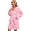 Generico Accappatoio Personalizzato Accappatoio per Donna Ricamato con Nome In Morbida Spugna Di Cotone Accappatoi Uomo Donna in Spugna Morbida (IT, Età, Taglia unica, Rosa)
