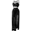 Generisch Set di lingerie da donna in tre pezzi con abito a spallina, seducente gonna a cuscino per un'eleganza seducente, Nero , S