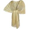 L.T.Preferita Elegante Sciarpa Stola Scialle con Frange Filo Brillante Metallizzato Foulard Coprispalle per Occasione Matrimonio Cerimonia Sposa Festa (oro light 05)