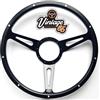 Supalite Cerchio IN Legno Volante Classico Auto 16 " Nero a Calice Rivettati Anello Con
