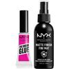NYX Professional Makeup Setting Spray, Formula fissante leggera a lunga tenuta, Finish matte, 60 ml & The Brow Glue, Gel Trasparente per Sopracciglia Effetto Laminazione, Fino a 16 ore di Tenuta