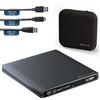 techPulse120 - Masterizzatore esterno UltraHD UHD 4k 3D M-DISC BDXL HDR10 100GB USB 3.0 & USB-C, masterizzatore Burner Superdrive UltraSlim BD DVD CD CD Ultra Pack Custodia 90cm cavo di collegamento