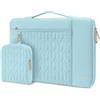 MOSISO 15-16 Pollici Custodia Porta PC Laptop Borsa Compatibile con MacBook Pro 16 M3 M2 M1,15,6 Pollici Trasporto Trapuntato Borsa con Tasche Verticali&Piccolo Case&Maniglia&Cintura,Blu Ghiaccio