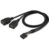 chenyang - Cavo adattatore femmina USB 9 pin 10 pin per scheda madre a doppia USB 2.0 femmina da 50 cm U2-144-242-256. Senza staffa a 2 porte.