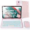 Nsyee Custodia con tastiera retroilluminata con mouse, compatibile con Samsung Galaxy Tab A8 10,5 2021 (SM-X200/X205/X207), custodia intelligente sottile con tastiera Bluetooth staccabile con layout