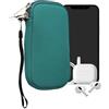 kwmobile Custodia in Neoprene con Zip per Smartphone S - 4,5 - Astuccio Portacellulare a Sacchetto con Cerniera - Borsa in petrolio