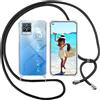 ISOI Cover con Cordino per Realme 8 4G/Realme 8 Pro, Custodia Trasparente con Collana Tracolla Laccio Collo Ultra Sottile Morbido TPU Silicone Antiurto AntiGraffio Antiscivolo Case, Nero