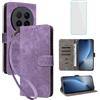 IUQXU Cover per Honor Magic8 Pro 5G Libro con Pellicola Vetro Temperato [Blocco RFID] Antiurto Supporto Custodia in Pelle Portafoglio per Honor Magic 8 Pro Magic8Pro Viola