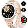HIRREO Orologio da polso da donna, rotondo, 1,27 pollici, con funzione telefonica/assistente vocale AI, orologio fitness 100+ sport, ciclo mestruale, orologio da polso, monitor del sonno, elegante smartwatch