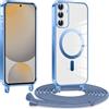 CaseLover Cover Magnetica per Samsung Galaxy A57 5G con Cordino, Blu | Custodia con Laccio Collana Tracolla Regolabile, Morbida TPU Silicone Case, Antiurto Trasparente Protettiva Cover con Collana