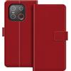 ESACMOT Custodia Portafoglio in Pelle Compatibile con Emporia Smart.7 Mini Flip Cover con Porta Carte e Supporto, Chiusura Magnetica, Custodia Folio Antiurto (Rosso)