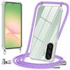 Vauki Cover con Cordino per Samsung Galaxy A57, Trasparente Silicone Custodia con Laccio Collana Tracolla, TPU+PC Bumper Antigraffio Proteggere Case Corda per Samsung Galaxy A57 6,7, Viola 01