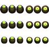 CYADCI Punte di ricambio per auricolari, in silicone, adatte per foro interno da 3,8 mm a 5,1 mm, 9 paia S/M/L, nero/verde