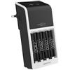 ANSMANN Comfort Plus caricabatterie + 4× ANSMANN AA 2800mAh batterie ricaricabili- compatibile per 1-4 batterie ricaricabili NiMH Micro AAA/Mignon AA o 1-2 AAA/AA e un 9V E-Block NiMH