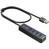SmartQ H302S - Hub USB 3.0 per laptop, cavo 0,6 m, espansore multi porta, trasferimento dati veloce, splitter USB compatibile con PC Windows e Mac, stampanti, HDD mobile