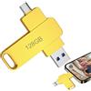 Ailah Chiavetta USB 128 GB, reversibile USB C & USB A, chiavetta USB per telefono cellulare, trasferimento rapido 200 MB/s, corpo in lega di alluminio, compatibile con iPhone e smartphone, oro, plug & play
