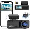 NAILAO Dash Cam Auto 4K+1080P, Scheda 64GB Inserita, WiFi Telecamera per Auto, Super Dashcam con Visione Notturna, Modalità Parcheggio 24H, Sensore G, Dash Cam con Registrazione in Loop