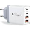 POWERIVER Caricatore USB C da 40 W, multipla, 4 porte, presa USB con funzione di ricarica rapida PD, adattatore di alimentazione USB C per iPhone 17/16/15/14/13, Samsung, iPad, tablet
