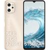 UMIDIGI F3 Smartphone NFC, 16GB(8+8)+128GB Telefono Android, 6.7 HD+ Schermo Cellulari, Tripla Fotocamera AI 48MP, Batteria 5150mAh, 4G Dual SIM, Octa Core, Type-C 18W/OTG/Fingerprint/Oro