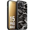 CUSTOMIZZA - Custodia cover nera morbida in tpu compatibile per iPhone 15 PRO MAX camouflage mimetico militare nero black grigio