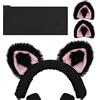 Geekria NOVA copertura fascia in tessuto a maglia e set orecchie da gatto, compatibile con Razer Kraken 7.1 v2, Sony MDR-1ABT, MDR-1AM2 (Nero/Rosa)