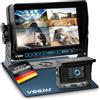 VSG24 Telecamera posteriore 7 HD set professionale con telecamera, monitor, cavo - 12V-24V/sistema di visione notturna per auto, camion, camper, roulotte, ausilio al parcheggio