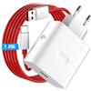 AIAUXAI 80W Caricatore USB con Cavo USB C 1,8M per OnePlus 15 13 Nord CE5 Pad per Super-Vooc Caricabatterie Rapido Tipo C per Realme 16 14 Pro P3 C71 C85 Warp Caricatore per OPPO Find X9 X8 N6 Reno 15 A5 A6