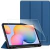 EasyAcc Custodia Cover Compatibile con Samsung Galaxy Tab S6 Lite 10.4 Pollici 2024/2022/2020 SM-P610N/P615N con Vetro Temperato-Ultra Sottile con Cover Leggero Supporto in Pelle PU Case, Blu Mare