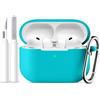 Mastten Masten Compatibile con AirPods Pro 3 Custodia - Case Protettive in Silicone per Apple AirPods Pro 3 Case Cover 2025 - Custodia Morbida a Prova Di Urto con Kit Di Pulizia e Moschettino, Turchese Scuro