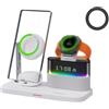 HEBEOT Caricabatterie wireless per Samsung, stazione di ricarica 5 in 1, veloce supporto di ricarica wireless per orologio per telefono veloce, dock per Galaxy Watch 8 (bianco)