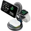 NEZART Stazione di ricarica 3 in 1 per dispositivi Apple, stazione di ricarica induttiva per iPhone 16 15 14 13 12 11 Pro Max, per Apple Watch 10/9/Ultra/8/7/6/SE/5/4/3, per AirPods Pro 4 3 2