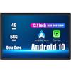 KUNFINE Universale CarPlay/Android Auto Autoradio Android FM Radio Navigazione auto Stereo Pad Lettore multimediale GPS 13.1 IPS Screen Display RDS DSP BT WiFi 2 Din Headunit Tablet Octa Core 4G+64G Rotante