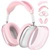 Galafoki Set 4 in 1 per Apple AirPod Max, cover antigraffio per auricolari, copriorecchie, fascia per auricolari, accessori per AirPods Max (2020 Lightning / 2024 USB-C) - rosa trasparente