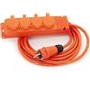 KOOP Elektro Cavo di prolunga in gomma da 2 m, con 4 prese Schuko IP44, 16A, 230 V, H07BQ-F, 3G2,5 mm2, con spesso isolamento in gomma EPR per giardino, fabbrica, esterno, arancione, forte e robusto.