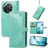 Fertuo Cover per TCL 60 5G, Custodia Portafoglio a Libro in Pelle Flip Case con Porta Carte, Chiusura Magnetica e Stand [Disegni di Mandala] Interno Silicone Sottile Antiurto, Verde