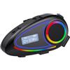 fesoklaf Auricolare Bluetooth per moto con schermo LCD, altoparlanti per casco Bluetooth 5.4, sistema di comunicazione citofono impermeabile IP65, rumore intelligente, microfono cuffie casco moto
