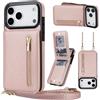 Generic Custodia a portafoglio a tracolla in pelle per iPhone 17 Pro Max - Design elegante da donna con cavalletto, porta carte e portamonete, chiusura con fibbia magnetica, custodia protettiva antiurto
