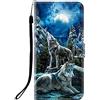 Sunrive Cover compatibile con Samsung Galaxy S23 Ultra, Custodia con supporto di stand e in Pelle artificiale per carte di credito Portafoglio Flip Chiusura Magnetica bumper(Q Lupo 1)