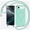 SLWYF Cover Compatibile con iPhone XS Max Cover Magnetica, Silicone TPU Morbido Corda Collana Necklace Regolabile Stylish con Catena Ultra Sottile Case, Menta verde